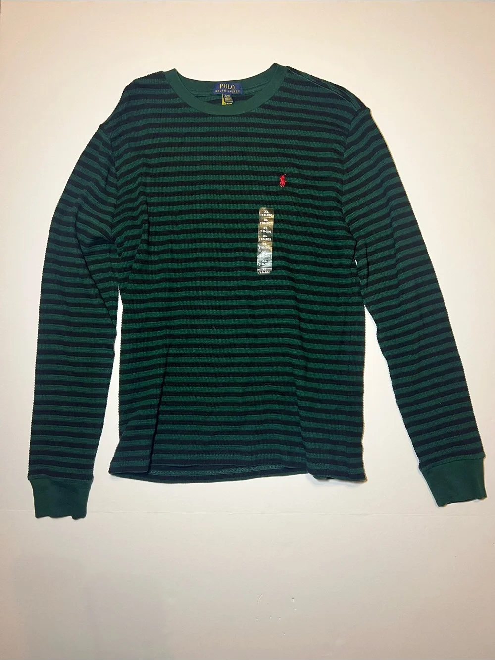 Polo Ralph Lauren Green & Black Striped Long Sleeve Tee